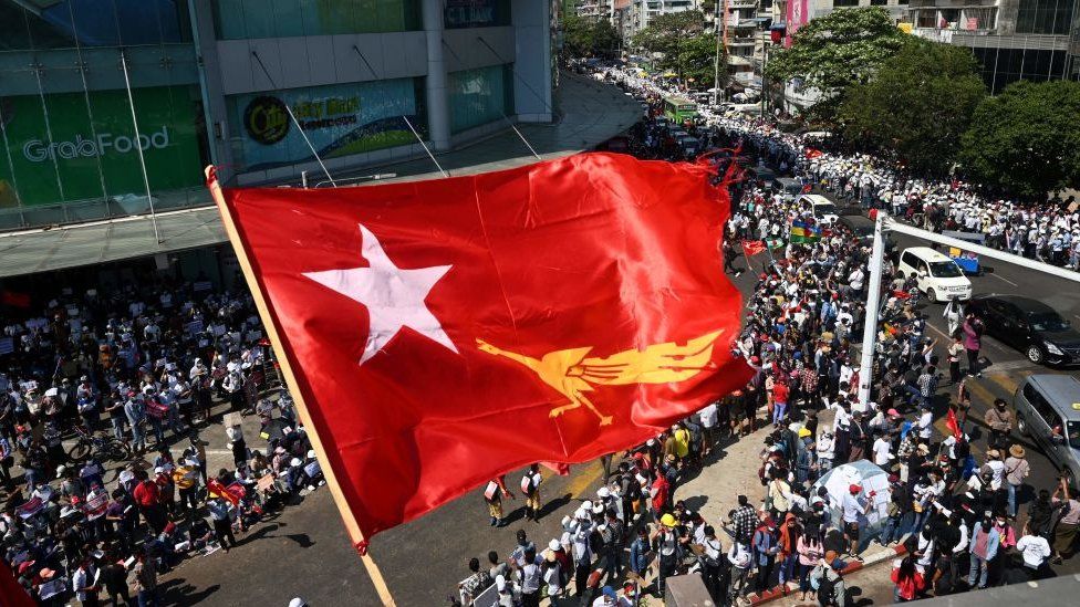 Myanmar coup- Woman 'shot' at protest fights for life