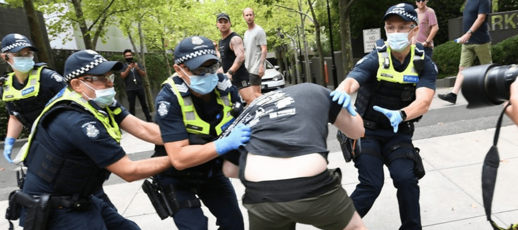 Police clash with anti-vaccine protesters in Melbourne