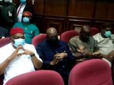 Senator Orji Uzor Kalu inside the courtroom for his arraignment on Tuesday, February 2, 2021.