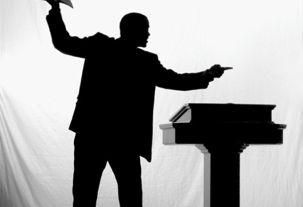 A preacher black and white silhouette