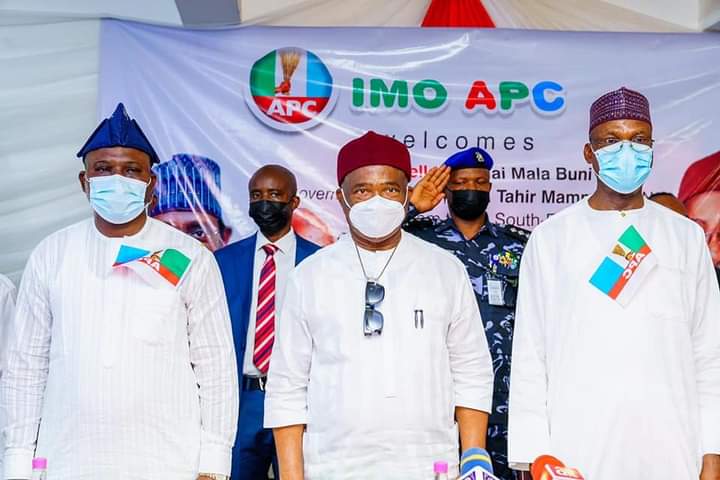 APC Southeast Constitutional review Committee led by Professor Tahir Mamman SAN visits Imo Stae Governor Hope Uzodinma 9News Nigeria