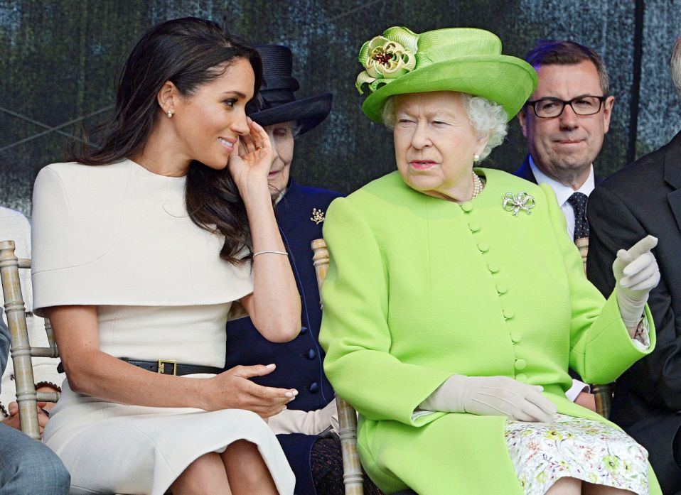 Britain's Queen Elizabeth and Meghan The Duchess Of Sussex attend the opening of the Mersey Gateway Bridge in Runcorn