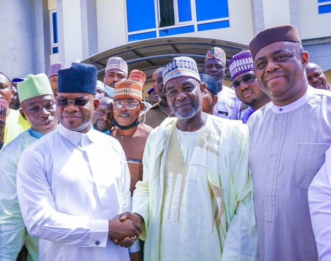 Kogi State Governor, HE Yahaya Bello after meeting with the leadership of Cattle and Foodstuff dealers under the umbrella of the Amalgamated Union of Foodstuff and Cattle Dealers of Nigeria (AUFCDN) 