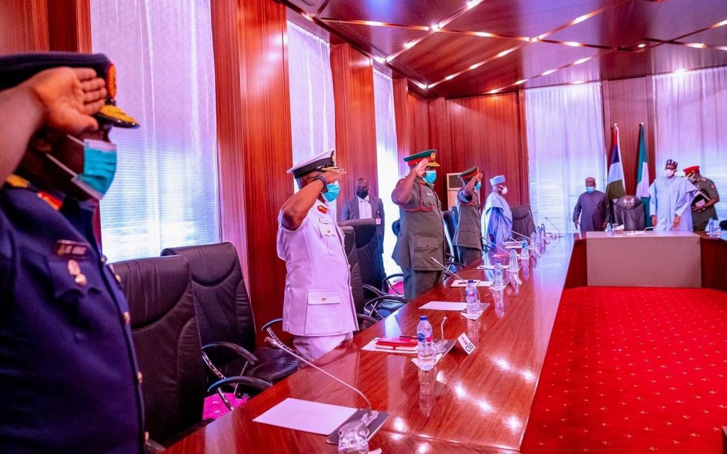President Buhari Holds Security Meeting With Newly Appointed Service Chiefs - (images)