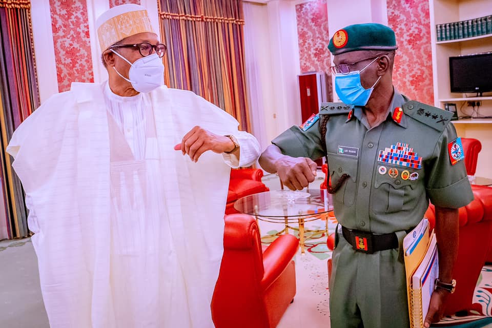 President Buhari in Special Consultation with Minister of Defence and Chief of Defence Staff in State House on 23rd Mar 2021