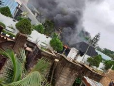 HAPPENING NOW- Hoodlums Set Governor Hope Uzodinma's house on fire