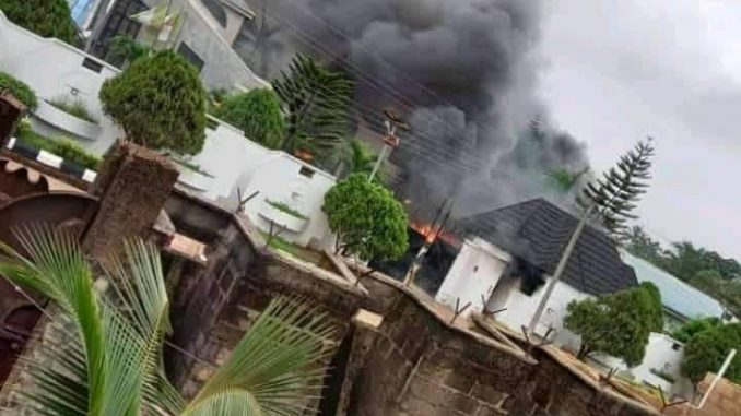 HAPPENING NOW- Hoodlums Set Governor Hope Uzodinma's house on fire