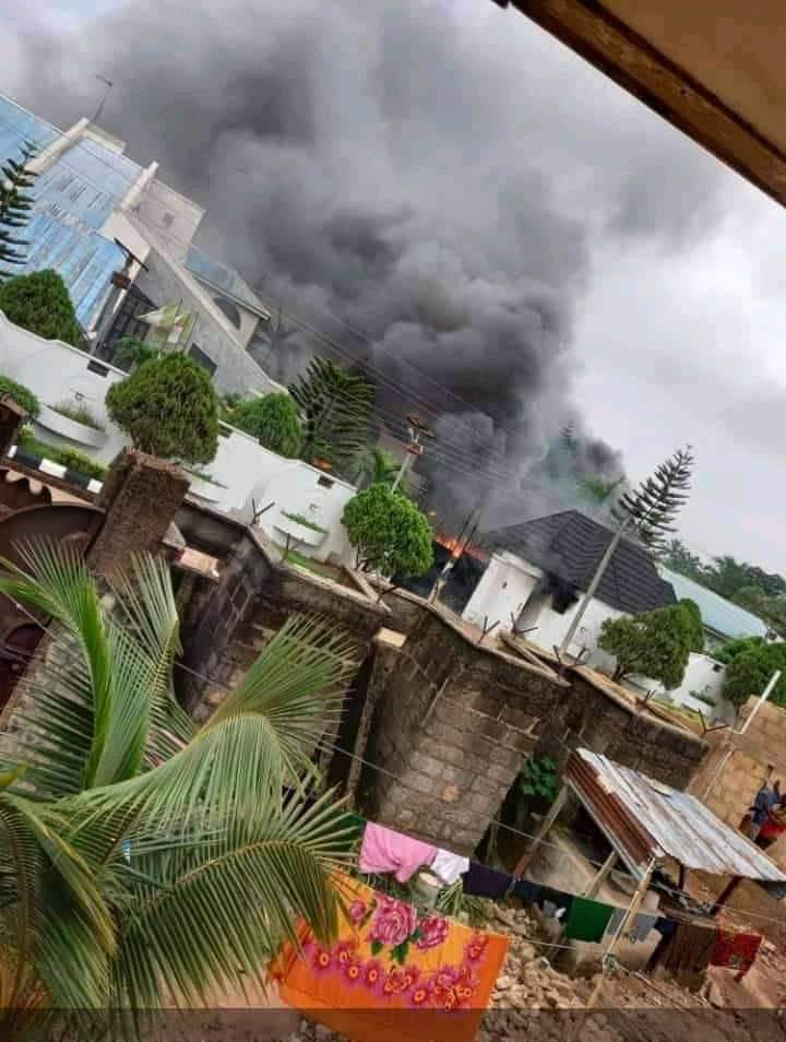 HAPPENING NOW- Hoodlums Set Governor Hope Uzodinma's house on fire