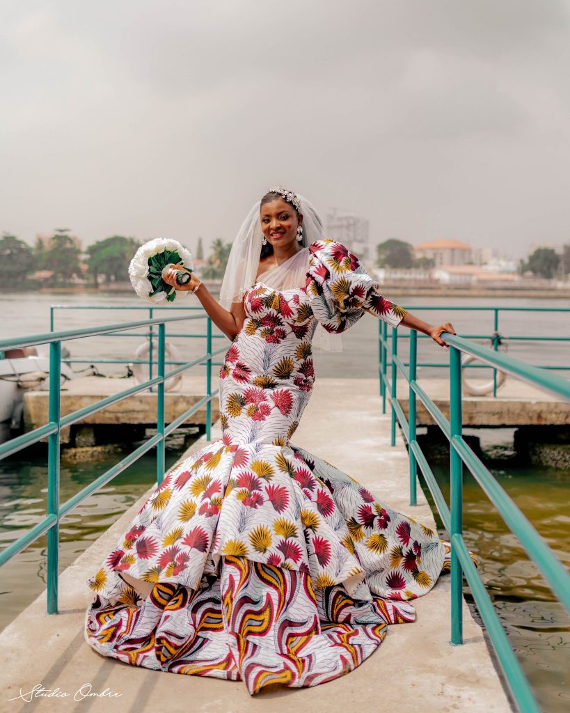 Nigerian fashion designer satisfies her desire wears an Ankara gown on her wedding day