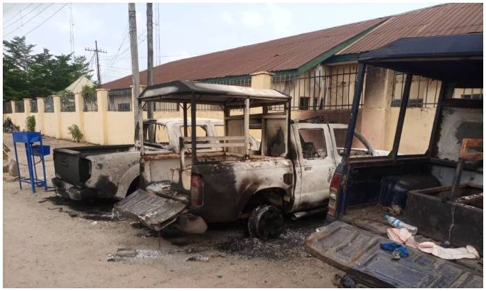 Owerri Custodial Centre Attacked By Unknown Gunmen - Images of properties set on fire by unknown gunmen