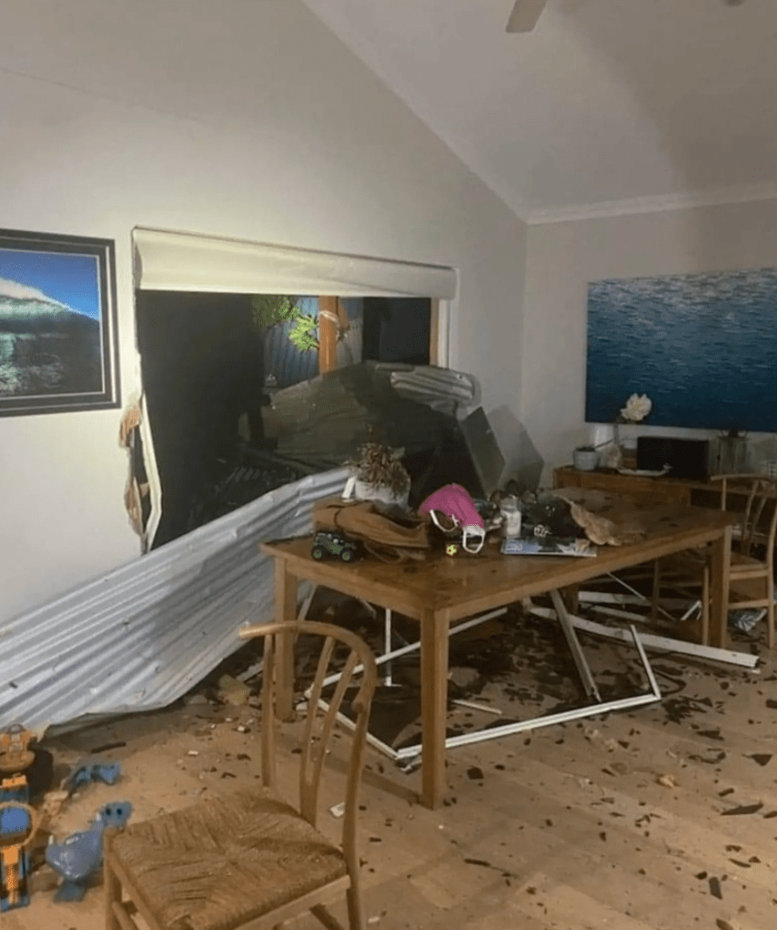 Ella Curic had just finished dinner when her neighbour’s roof came through their window in Kalbarri