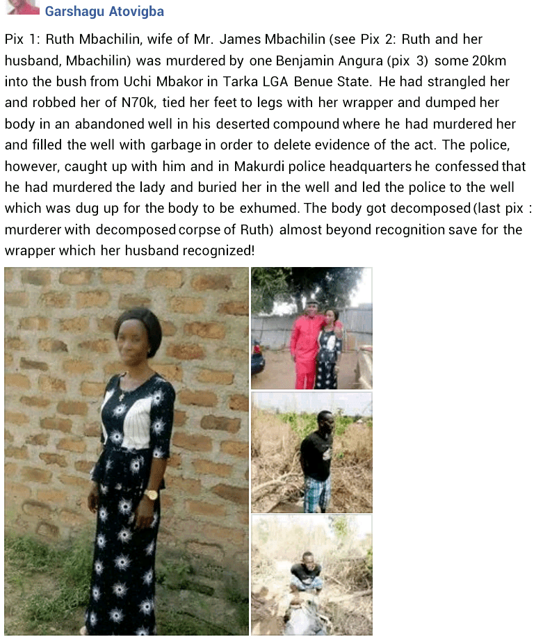 The Benue State Police Command has arrested a man who allegedly robbed and strangled a businesswoman to death after alleged rape attempt. images