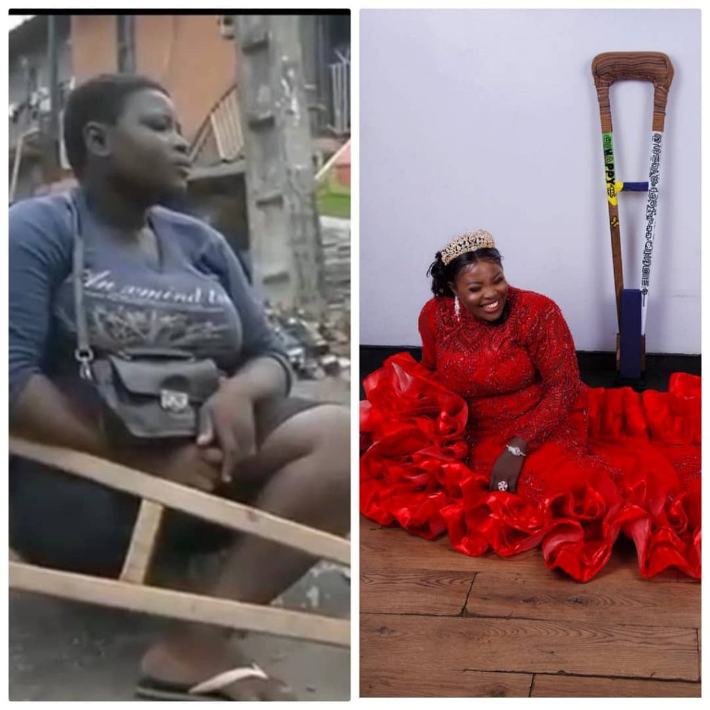 The amputee sachet water seller at Oshodi and after fortune smile at her. God is Great