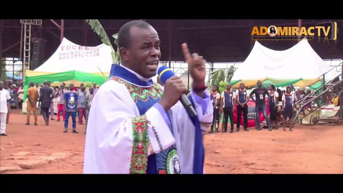Father Mbaka in a mass at the Adoration Ministry Enugu