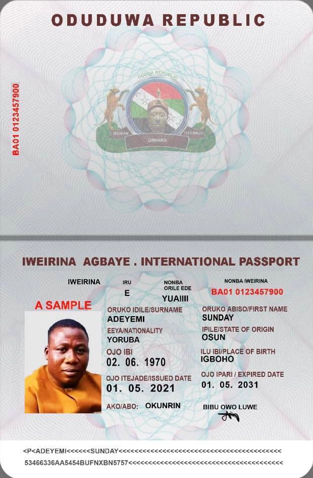 Oduduwa Republic Model Passport 14
