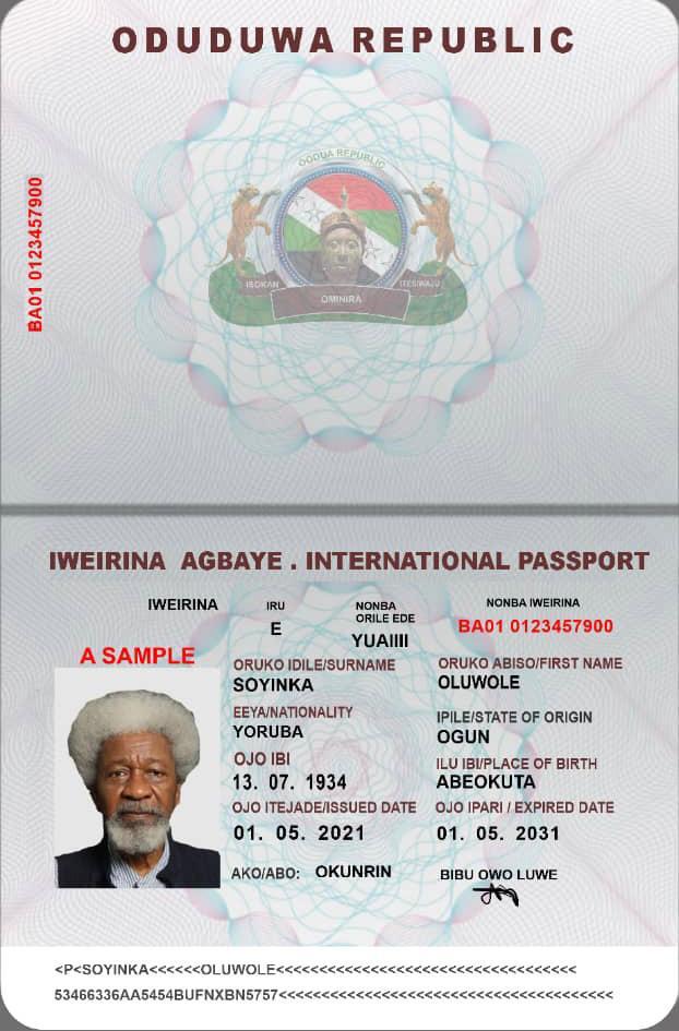 Oduduwa Republic Model Passport 7
