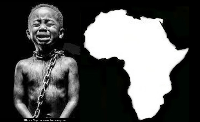 African Child Crying in chains - Future of Africa