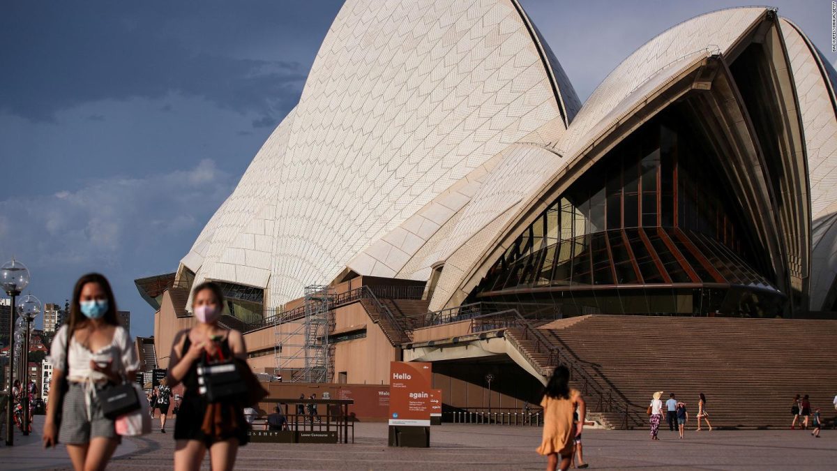 Covid-19 pandemic: People Wearing Masks in Opra House Sydney, Australia