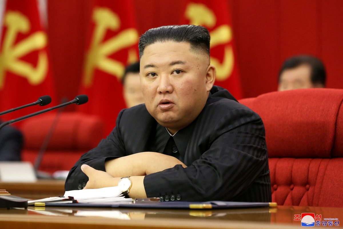 FILE PHOTO: North Korean leader Kim speaks during WPK meeting in Pyongyang