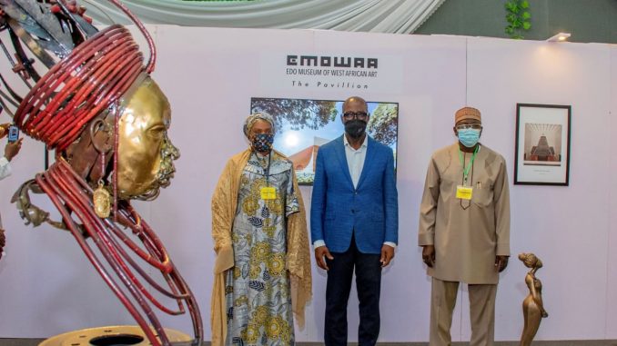 Edo State Governor, Godwin Obaseki During the National Commission for Museums and Monuments (NCMM) 2021 Retreat for management staff and curators held in Benin City, the Edo State capital, I unveiled plans for the Benin City Cultural District, which will house the Edo Museum of West African Art (EMOWAA).