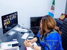 Imo first lady Barr Mrs Chioma Uzodinma on a zoom meeting with the wives of the governors to discuss affordable sanitary pads for NIGERIAN young ladies.