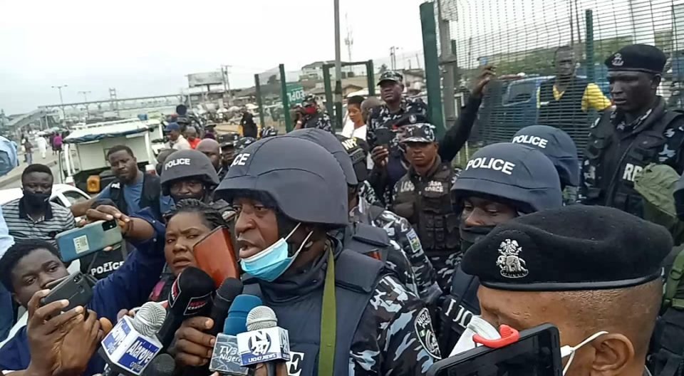 Security operatives at the Yoruba Nation protest venue