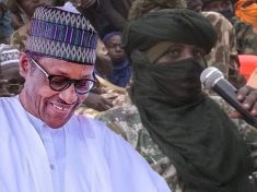 Photoshoped image of Buhari and Bandits - Killings in Nigeria
