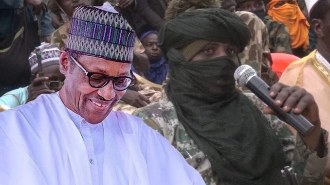 Photoshoped image of Buhari and Bandits - Killings in Nigeria