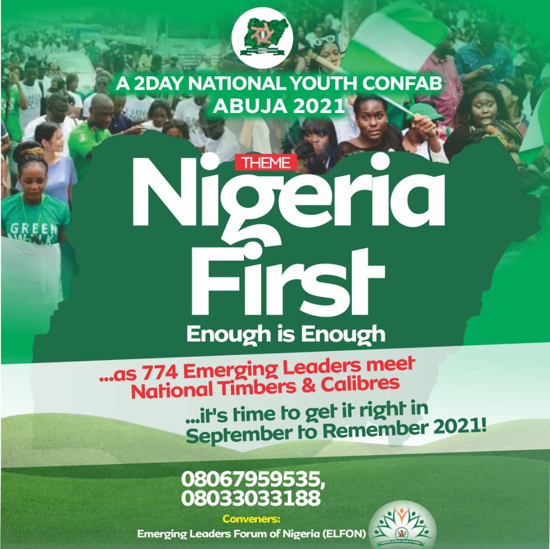 NIGERIA'S EMERGING LEADERS CALL FOR NATIONAL YOUTH CONFAB OVER INSECURITY, DISUNITY, OTHERS