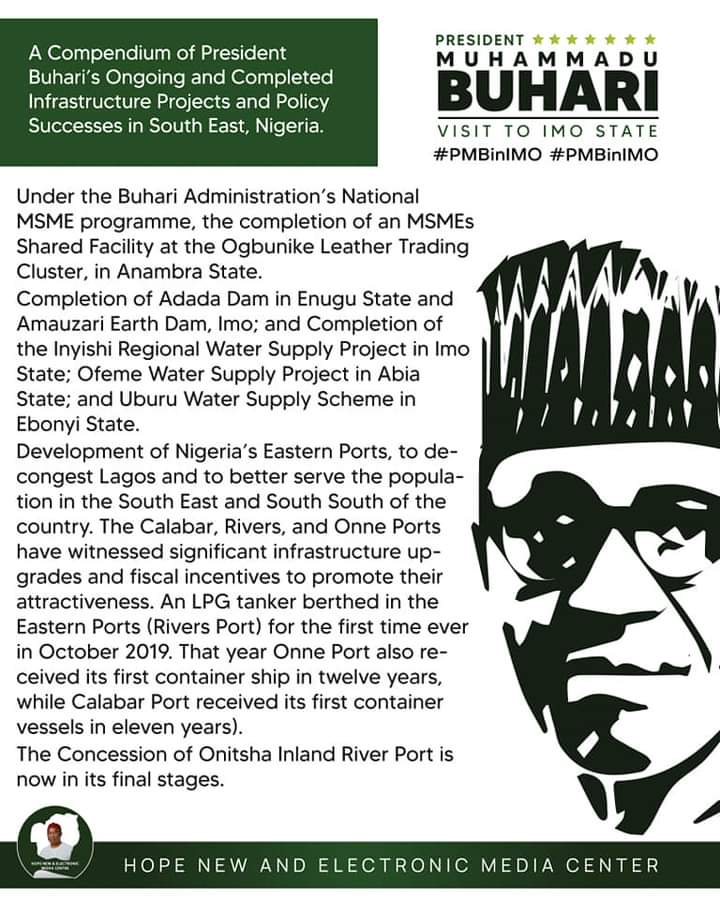 PRESIDENTIAL TRACK RECORDS AND POLICY SUCCESSES IN SOUTH EAST NIGERIA