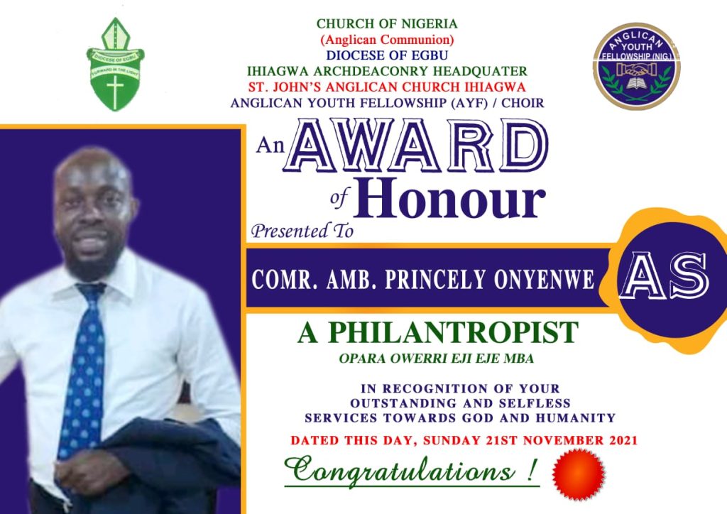 Imo Journalist Princely Onyenwe Empowers Ihiagwa youths at his Award ceremony