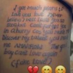 Heartbroken man tattoos lengthy note on his body after his girlfriend reportedly dumped him
