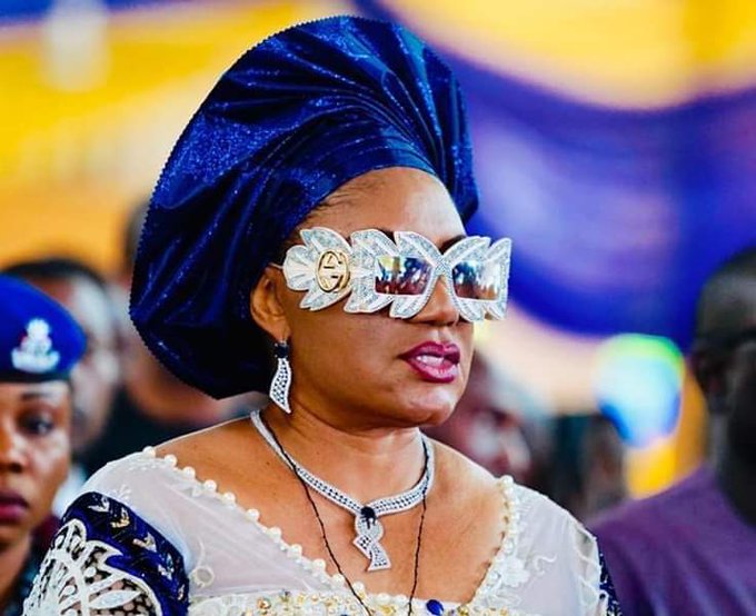 Mrs Obiano donned a N995 932.50 Gucci glasses to a funeral ceremony in Mbosi Ihiala on Friday