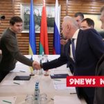 Russian and Ukrainian officials take part in the talks in the Brest region, Belarus, March 3, 2022
