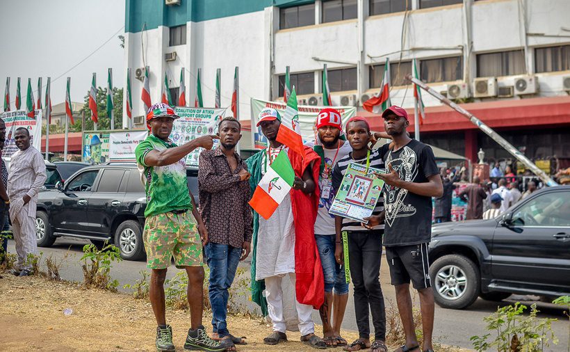 PDP supporters at the party secretariat Abuja