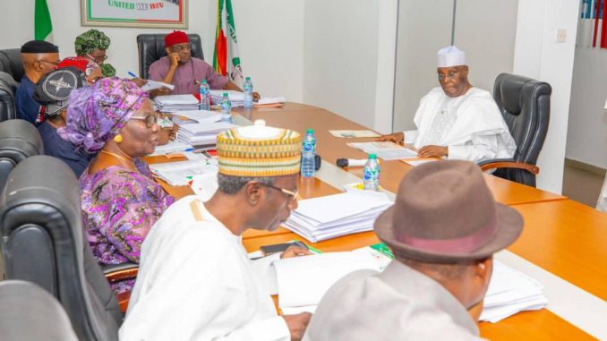 Atiku faces the PDP presidential screening committee led by David Mark