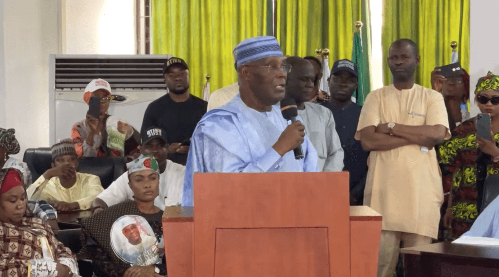 PDP Presidential Aspirant, Former Vice President Atiku Abubakar addresses the National Working Committee of the Peoples Democratic Party (PDP)