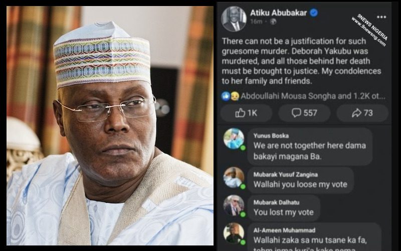 Atiku Bows To Pressure, Deletes Posts On Deborah's Killing After Islamic Fanatics Threatened His Ambition