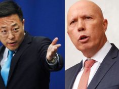 Chinese Foreign Ministry Spokesperson, Zhao Lijian and Australian Defence Minister, Peter Dutton - Credit AP photo / Andy Wong/ ABC News Australia / 9News Nigeria
