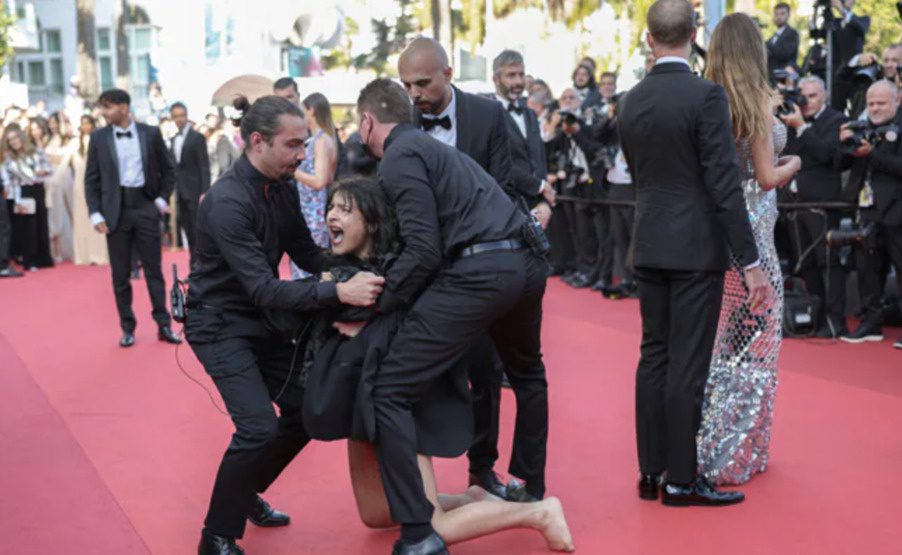Topless woman protests at Cannes Film Festival