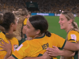 The Matildas celebrate win after the penalty shootout