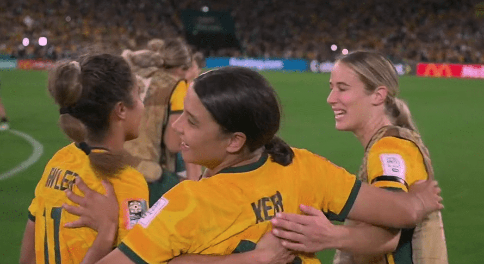 The Matildas celebrate win after the penalty shootout
