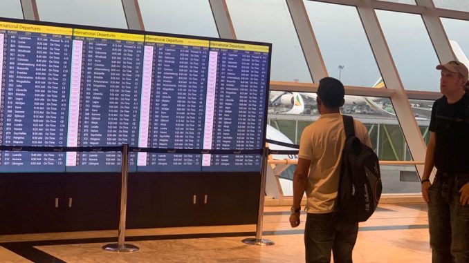 Ethiopian Airline - Addis Ababa Airport - Passenger checking for connecting flights (Photo by 9News Nigeria)
