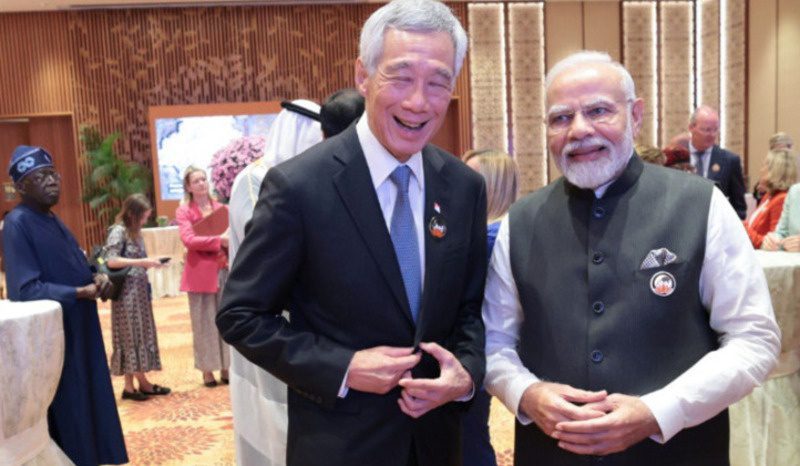 Singapore Prime Minister Lee Hsien Loong and Indian Prime Minister Narendra Modi