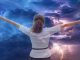 Woman Praising God In The Midst of Storm