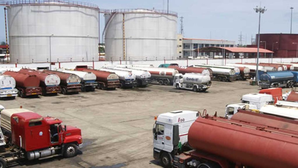 Petrol tankers waiting to load at NNPC depot