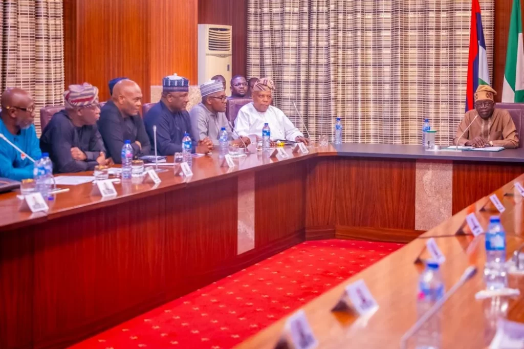 President Tinubu VP Shettima at the meeting with the committee.jpeg