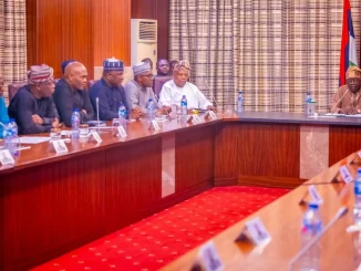 President Tinubu VP Shettima at the meeting with the committee.jpeg