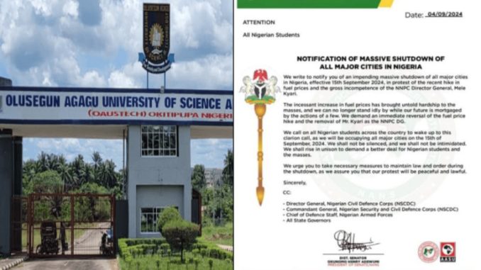 OAUSTECH University Clarifies Stance on Nationwide Student Strike