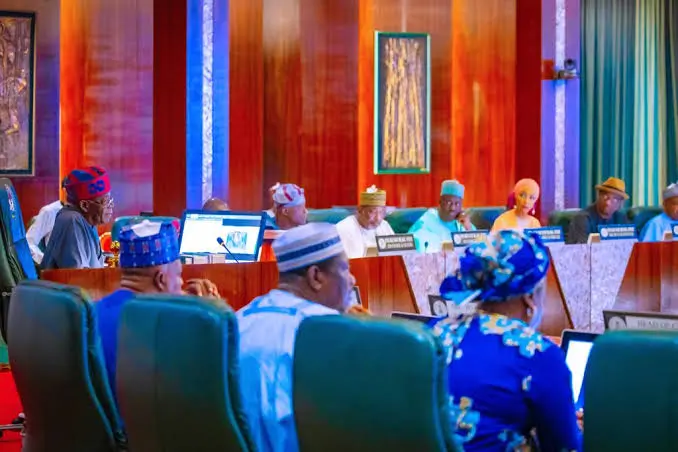 President Tinubu in an executive meeting with his cabinet